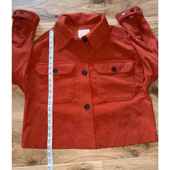 Avec Les Filles Rust Colored Corduroy Cropped Shacket  - size S - OJ - Picture 8 of 10